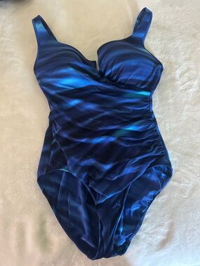 Miraclesuit Navy & Teal Ombre One-Piece Swimsuit